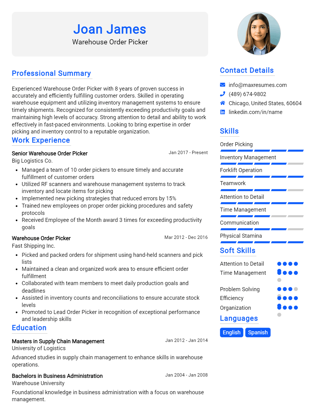 warehouse-order-picker-resume-sample