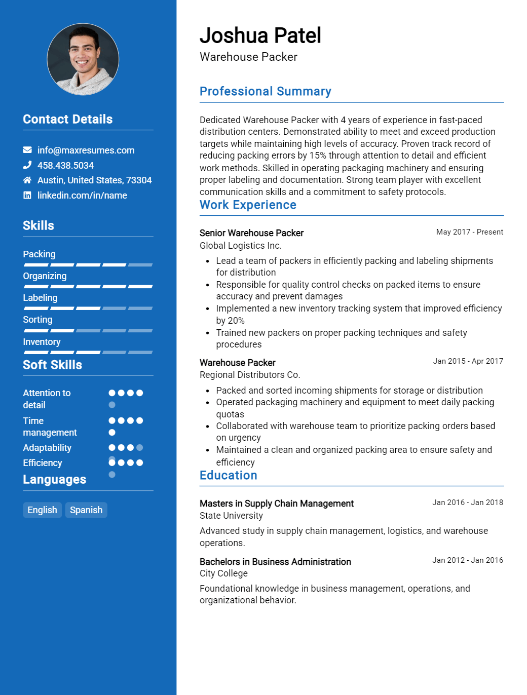 warehouse-packer-resume-sample