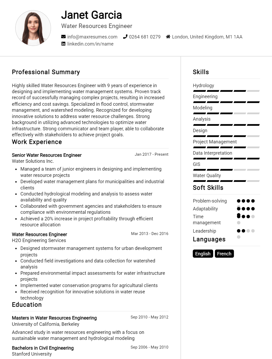 water-resources-engineer-resume-sample