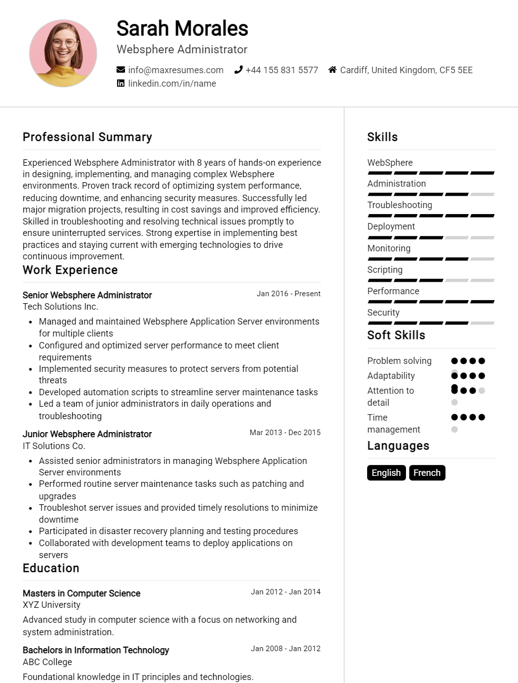 websphere-administrator-resume-sample