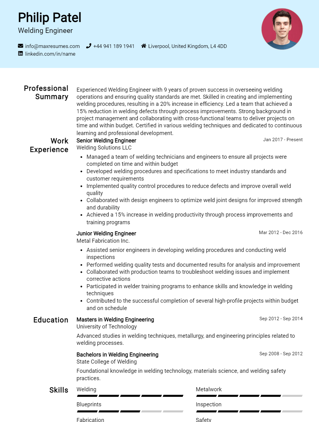 welding-engineer-resume-sample