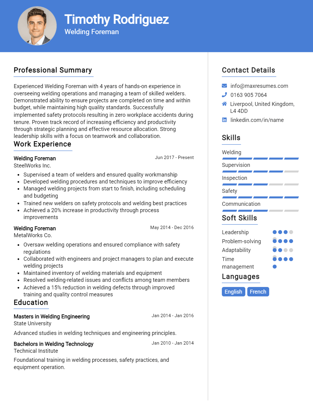 welding-foreman-resume-sample