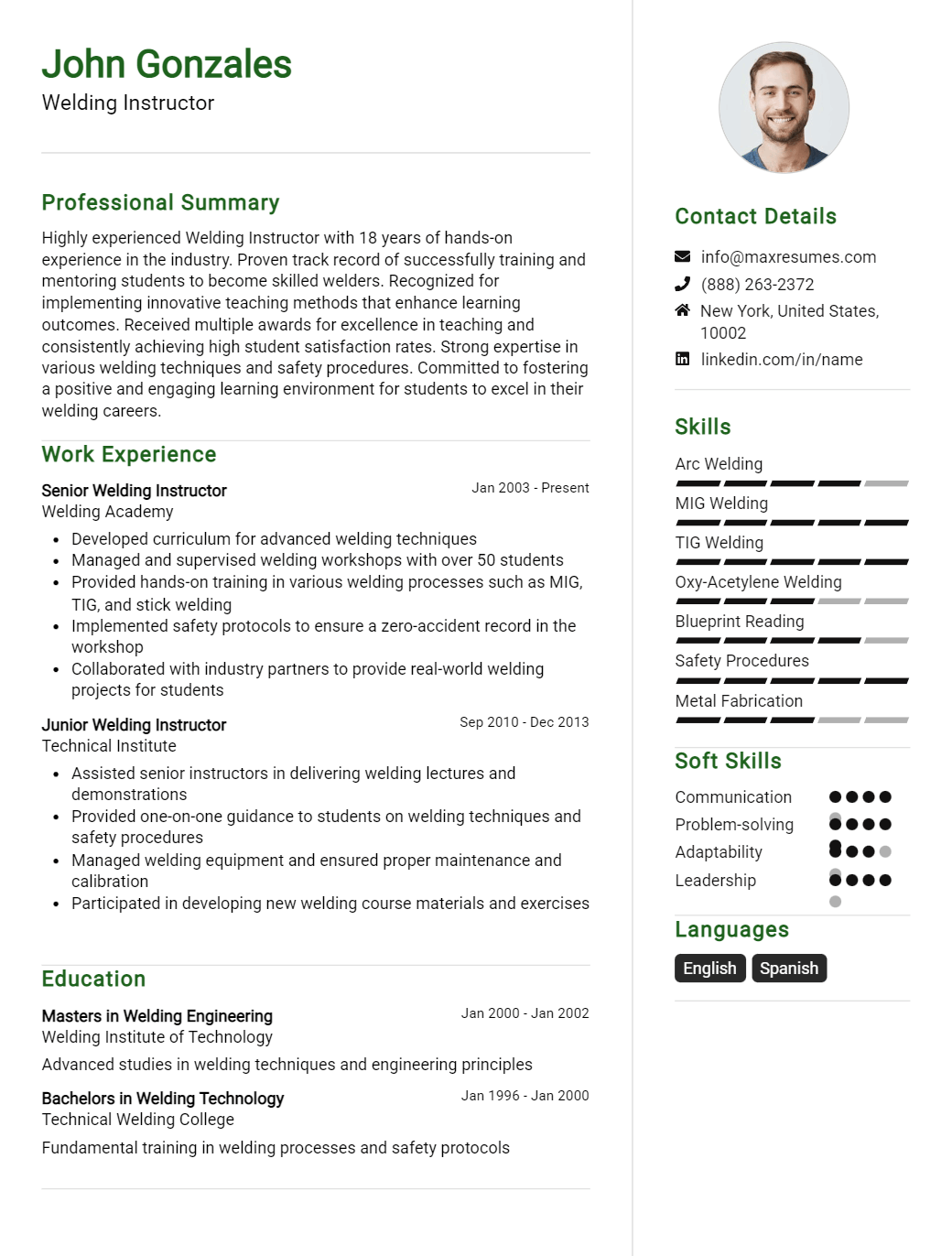 welding-instructor-resume-sample