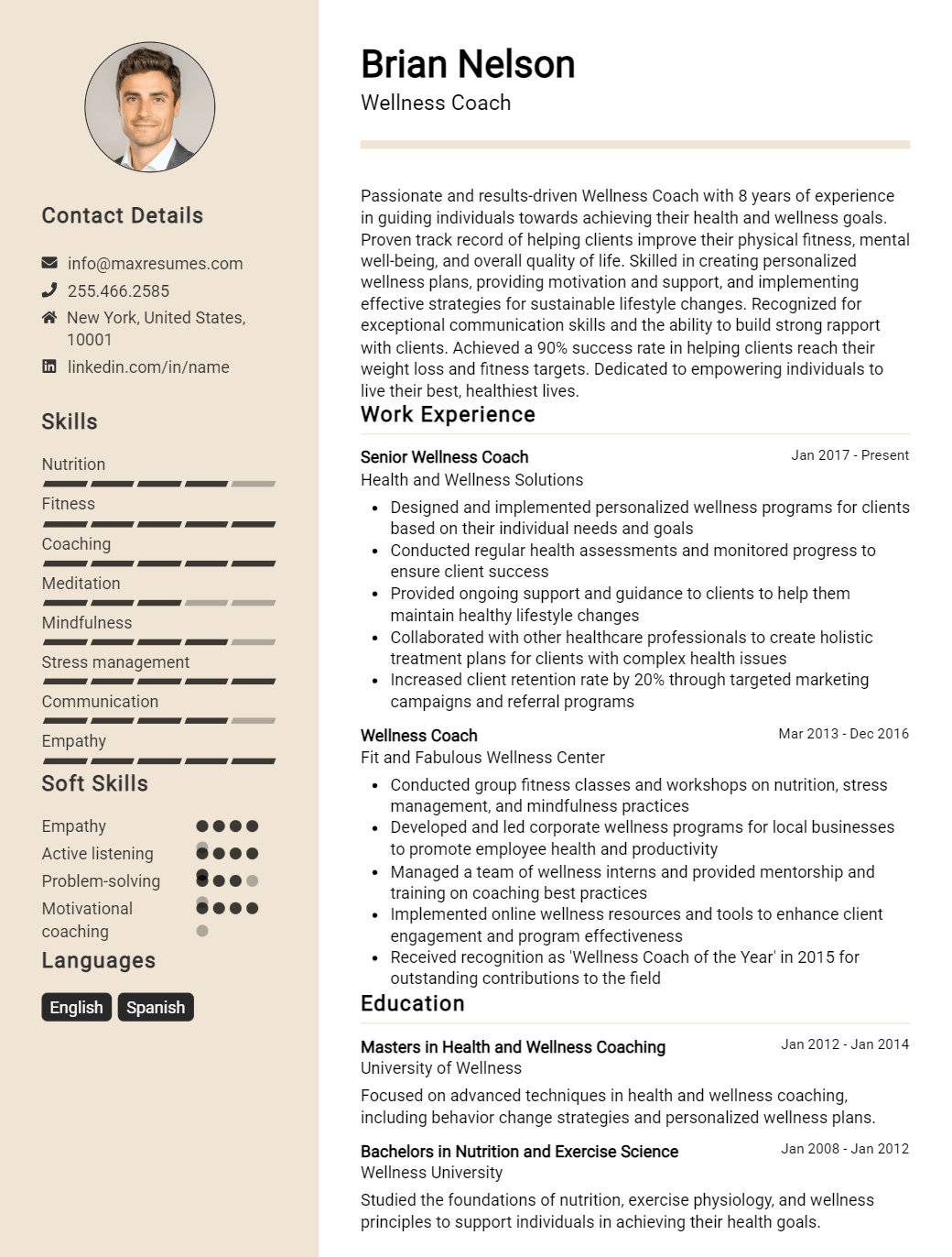 wellness-coach-resume-sample