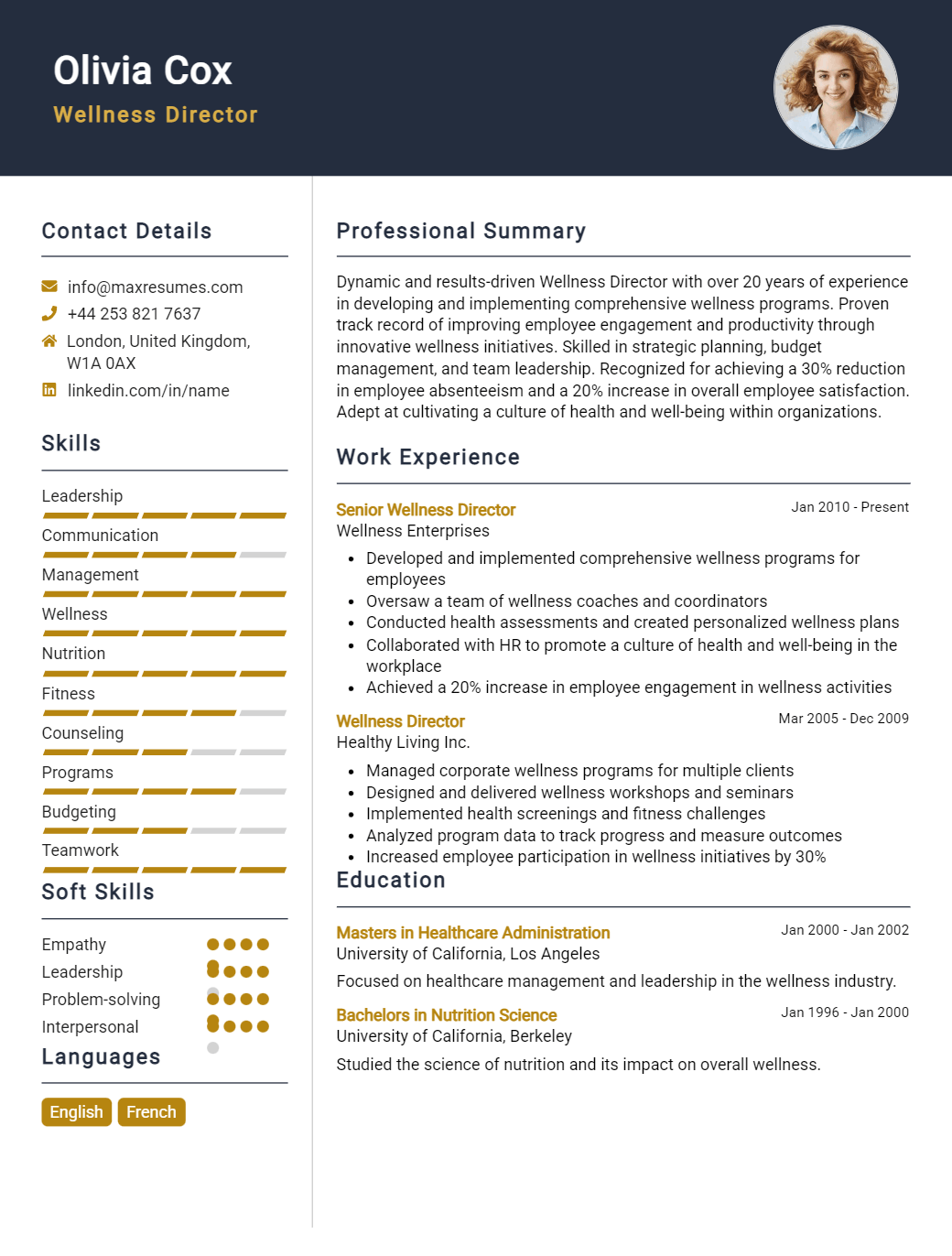 wellness-director-resume-sample
