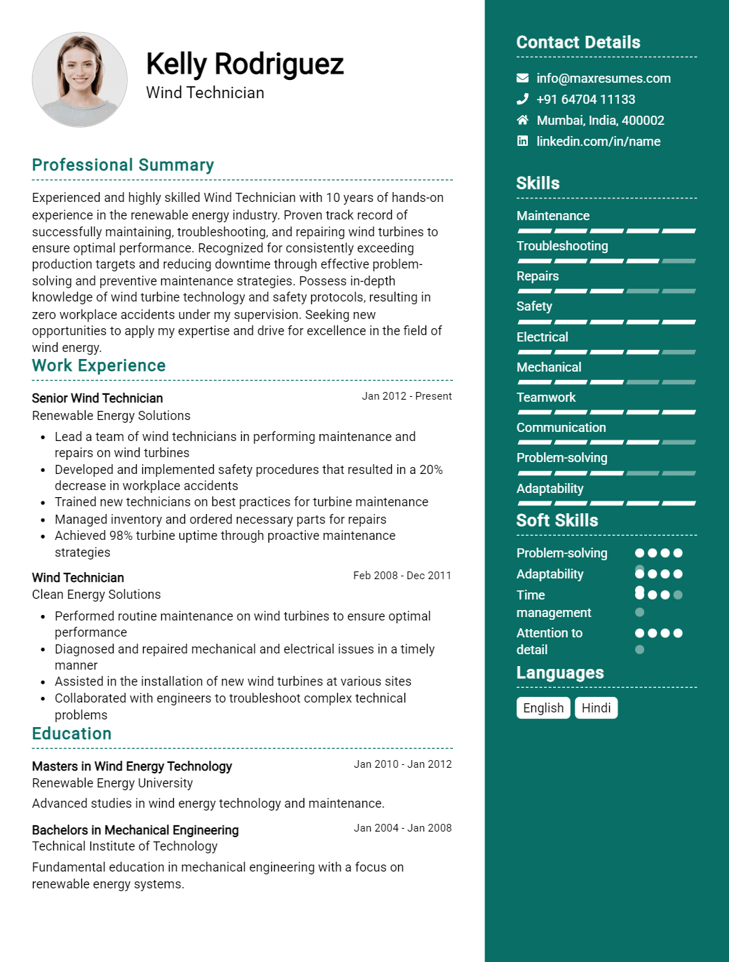 wind-technician-resume-sample