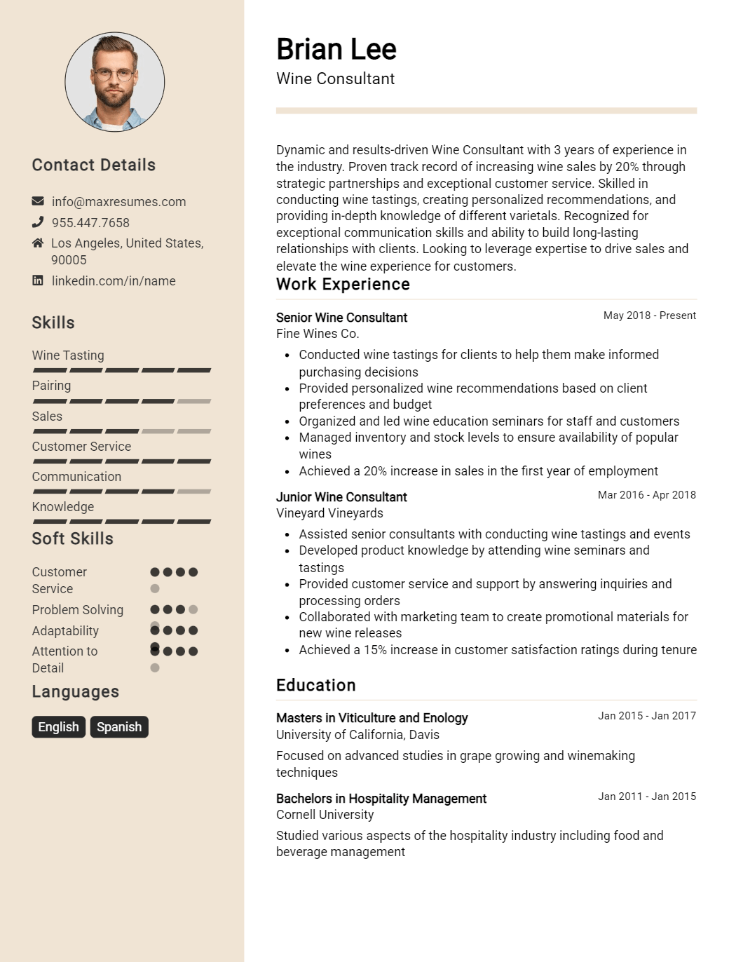 wine-consultant-resume-sample