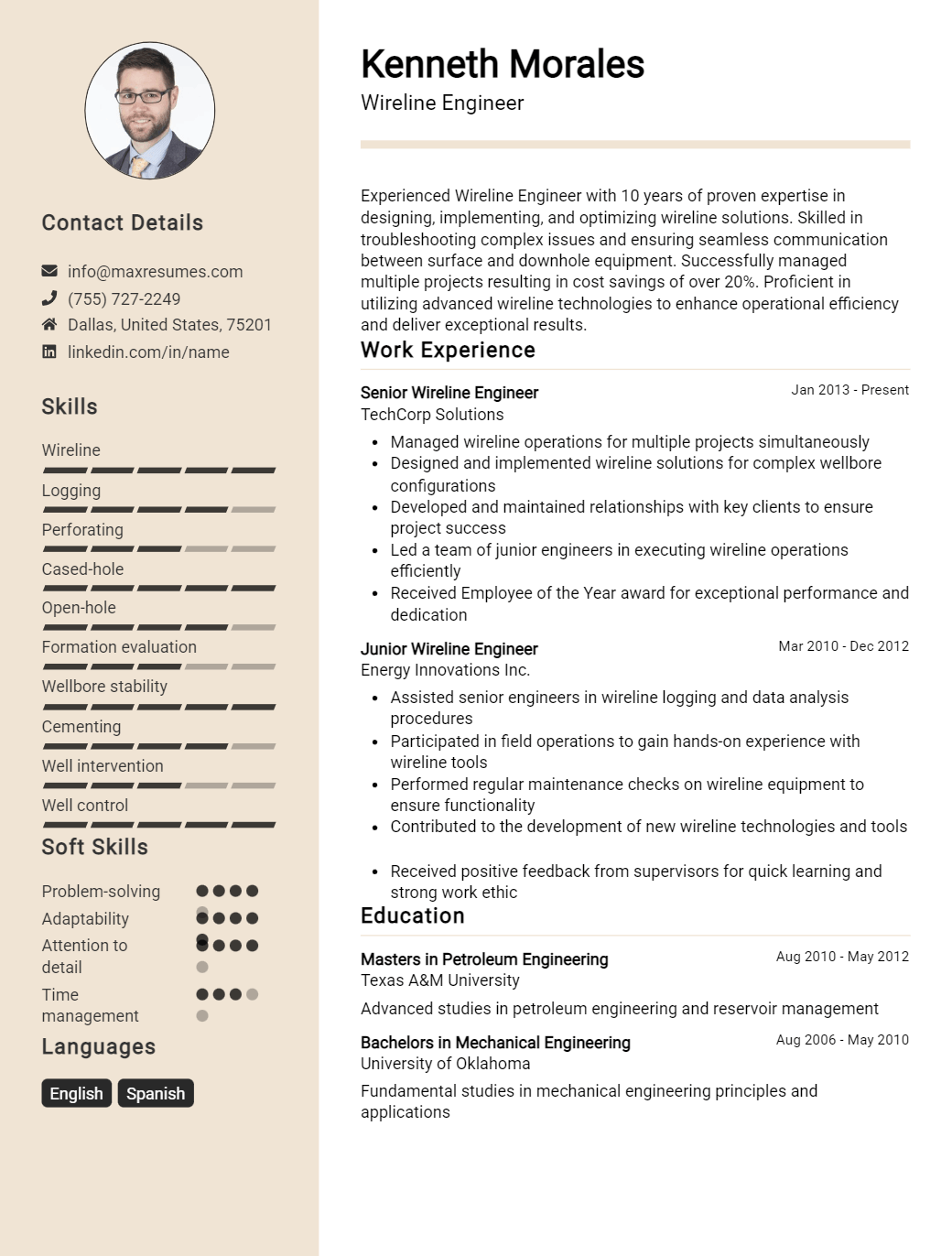 wireline-engineer-resume-sample