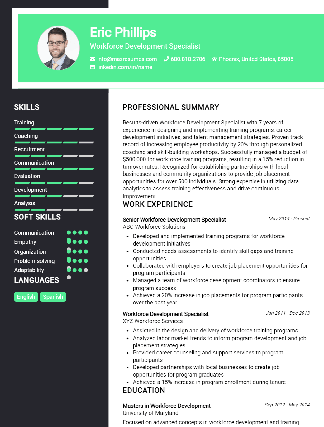 workforce-development-specialist-resume-sample