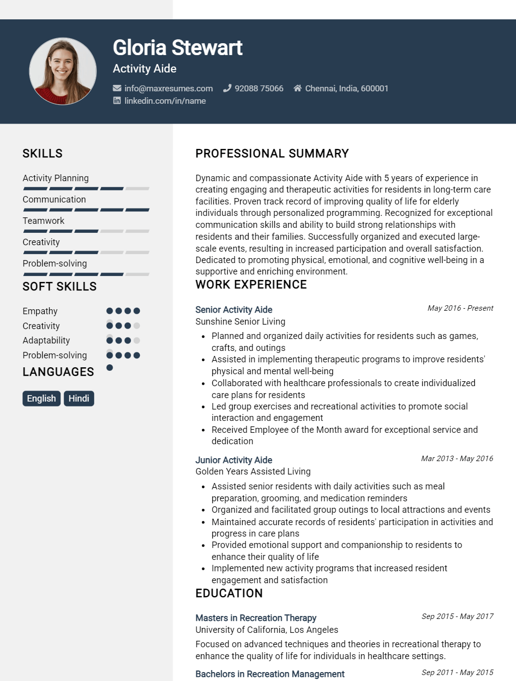 activity-aide-resume-sample