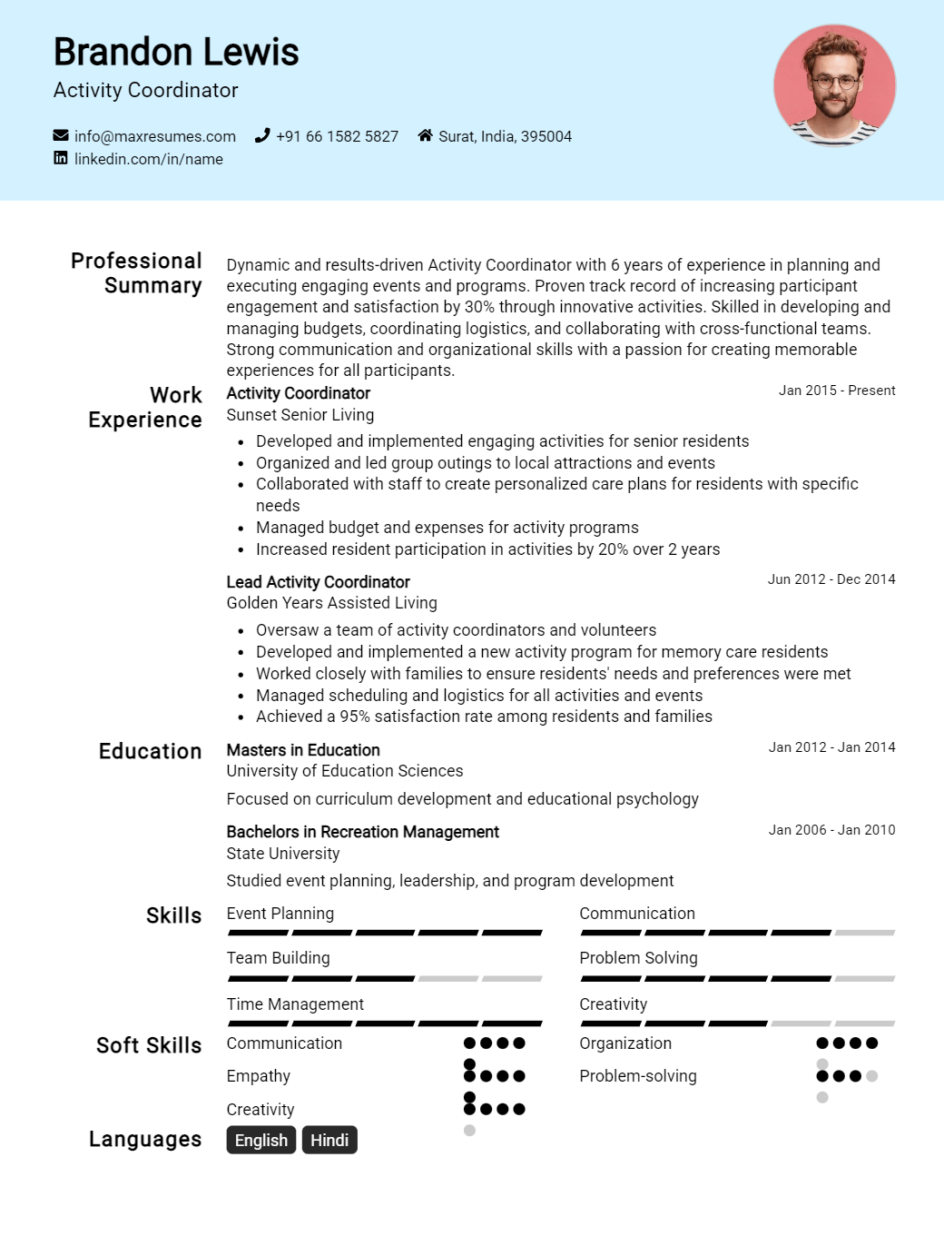 activity-coordinator-resume-sample