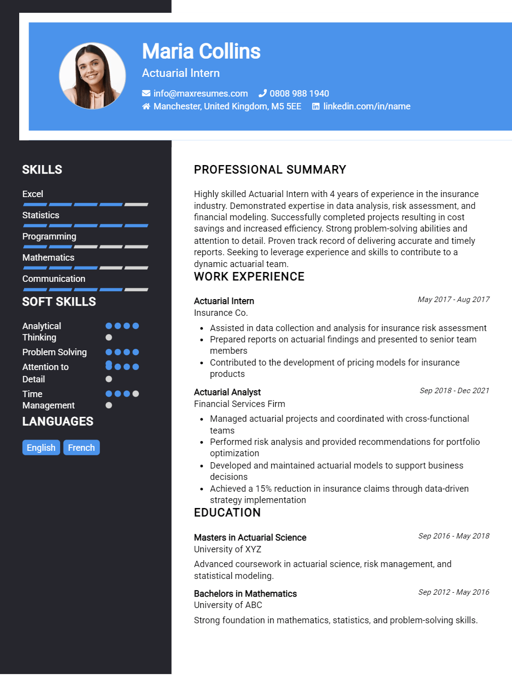 actuarial-intern-resume-sample