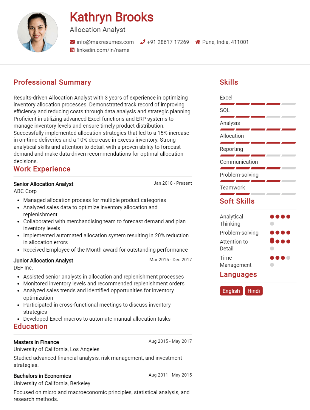 allocation-analyst-resume-sample