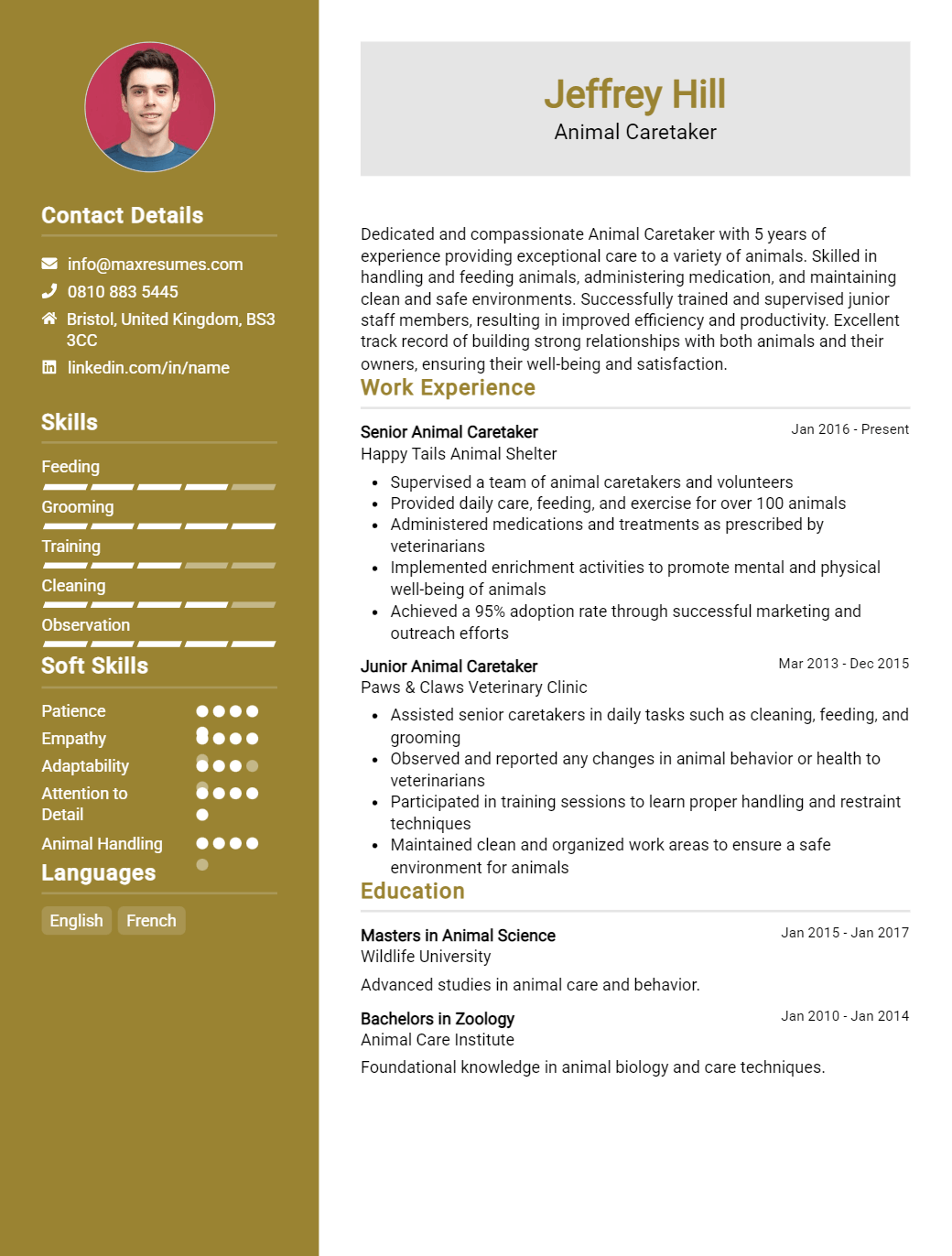 animal-caretaker-resume-sample