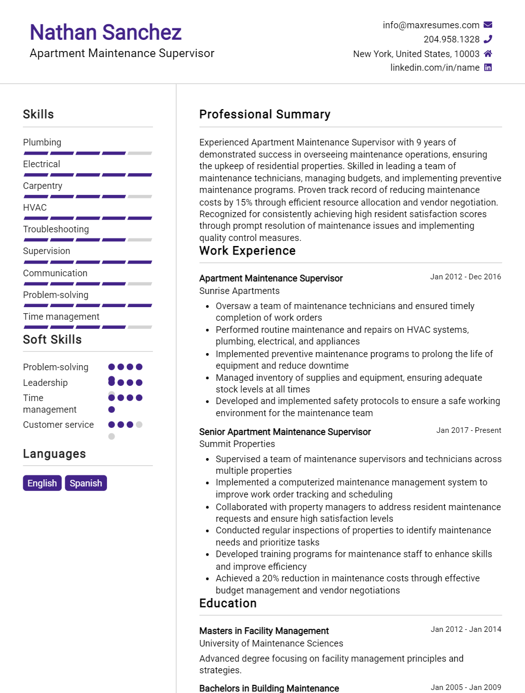 apartment-maintenance-supervisor-resume-sample