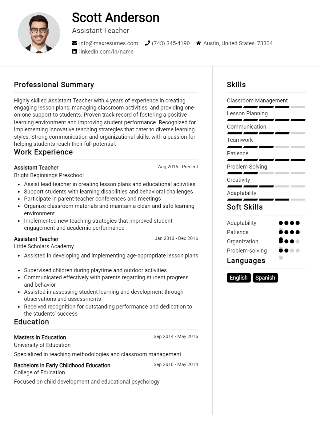 assistant-teacher-resume-sample