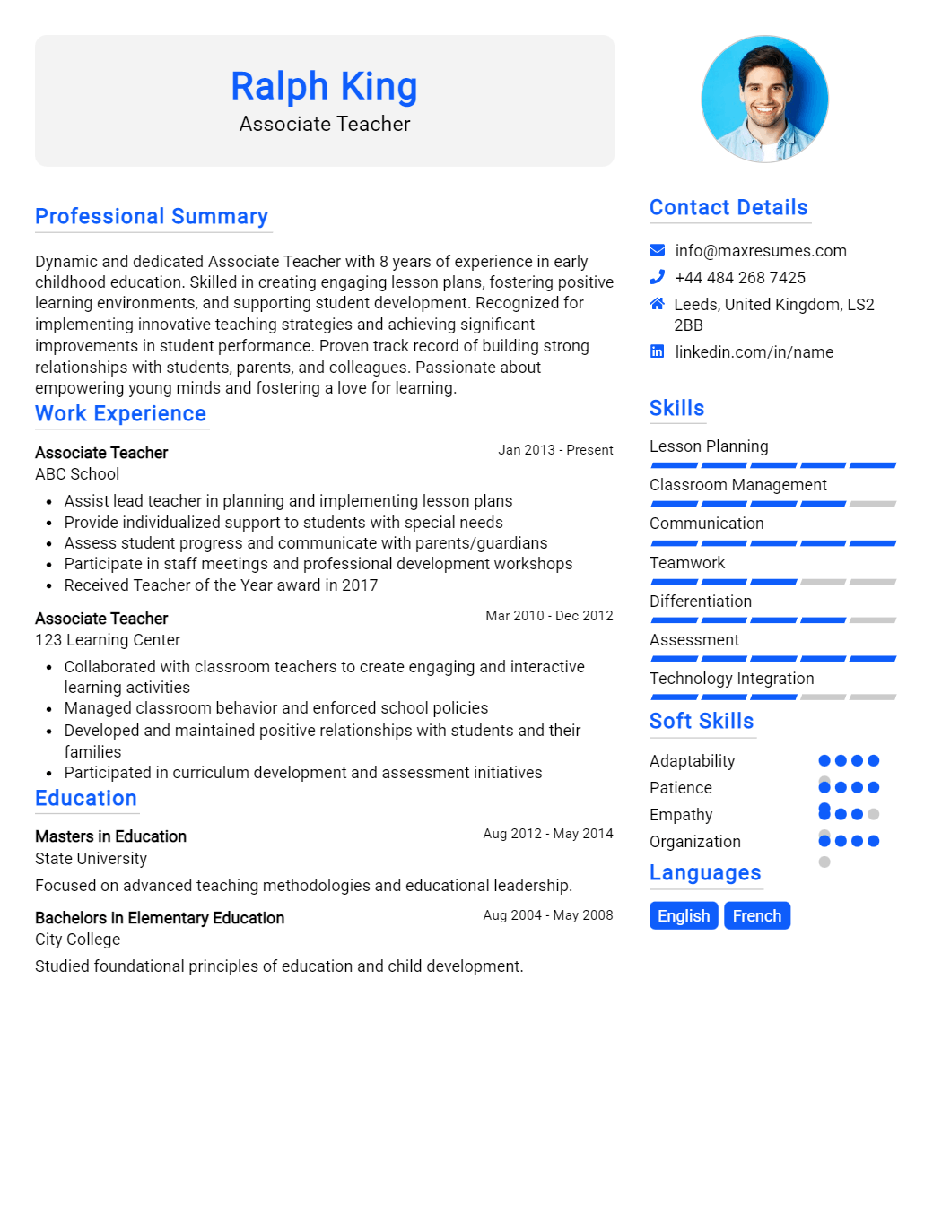 associate-teacher-resume-sample