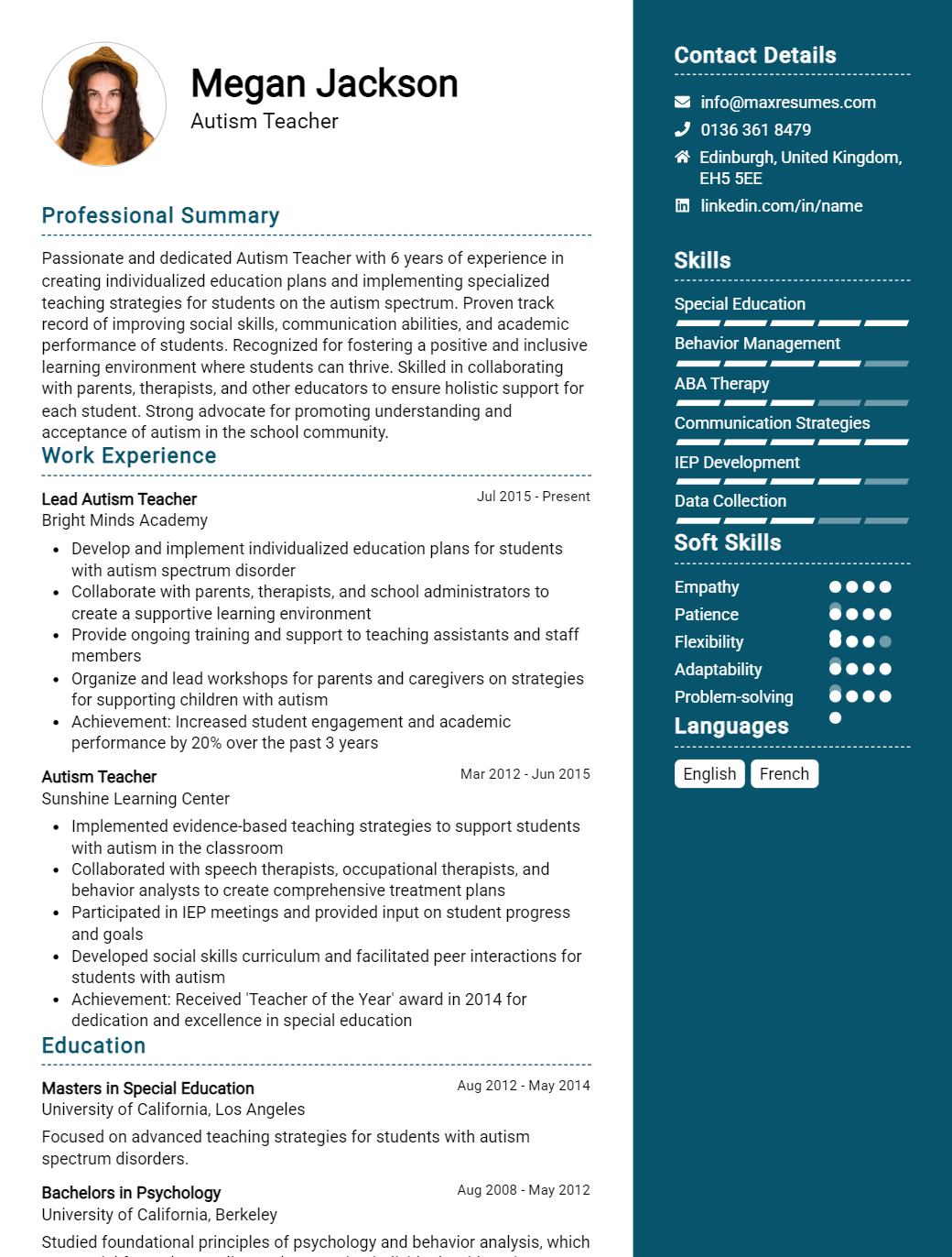 autism-teacher-resume-sample