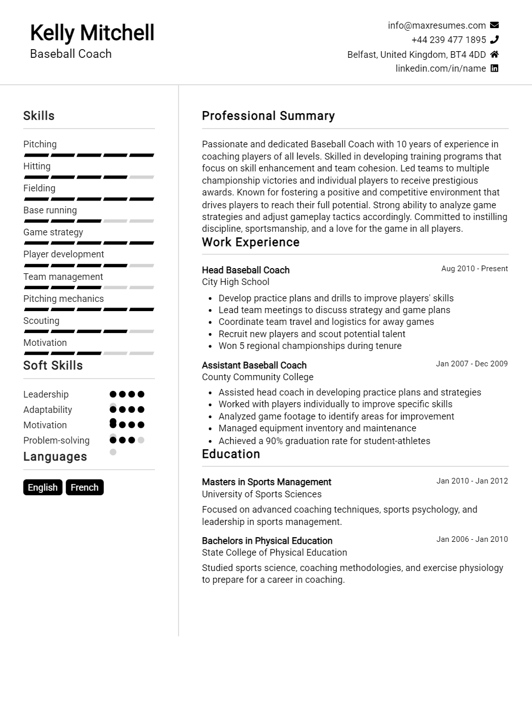 baseball-coach-resume-sample