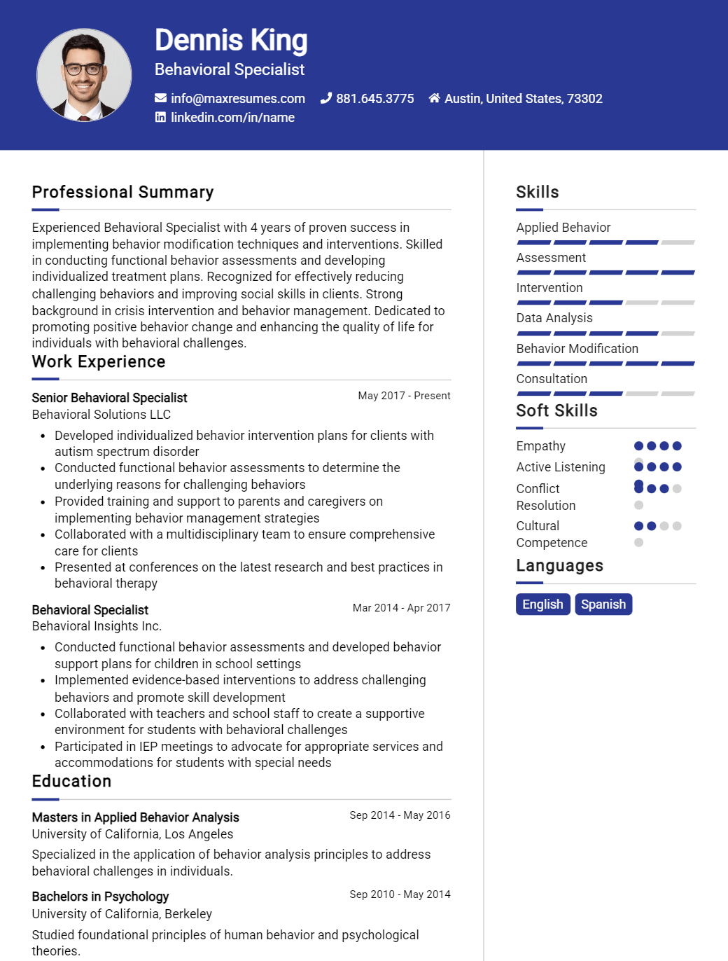 behavioral-specialist-resume-sample