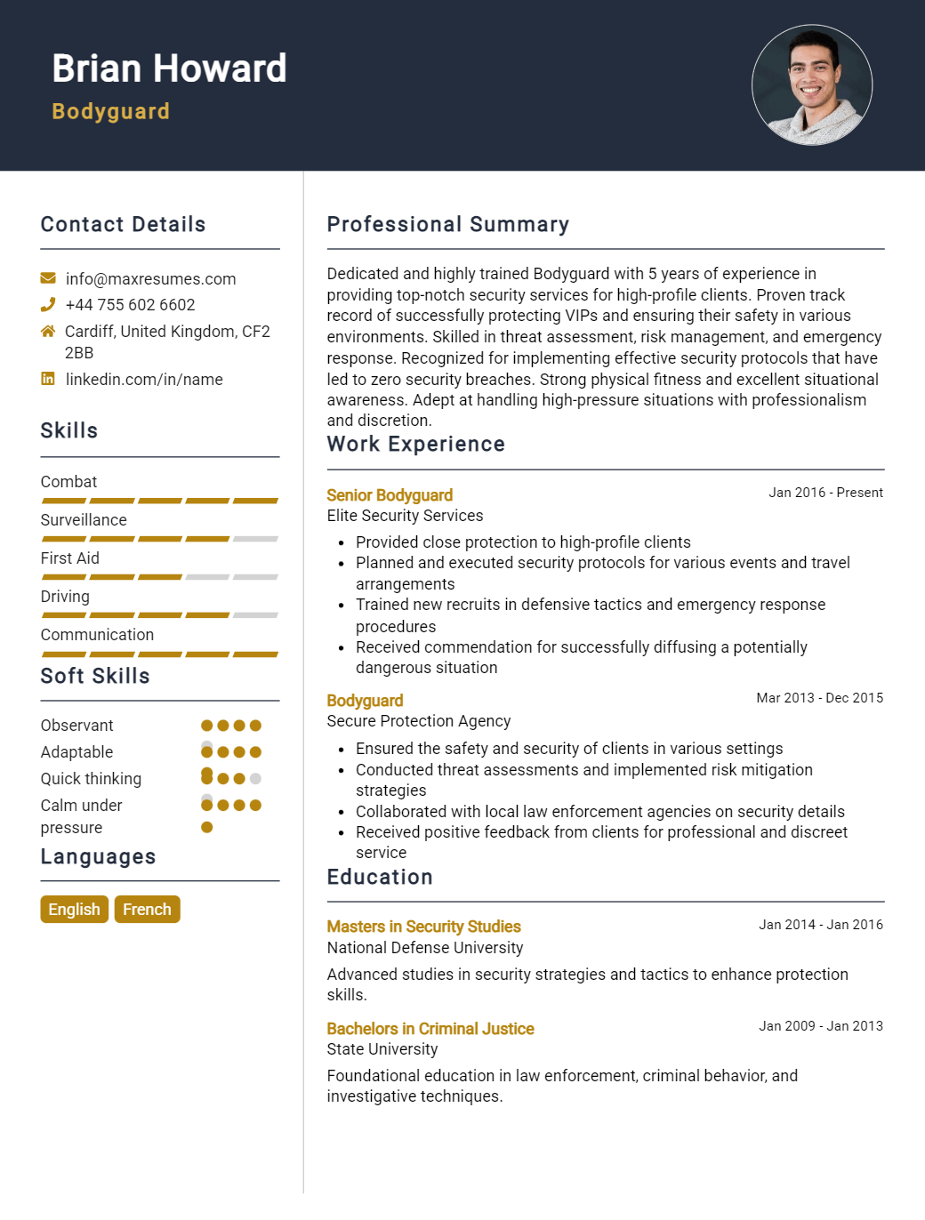 bodyguard-resume-sample