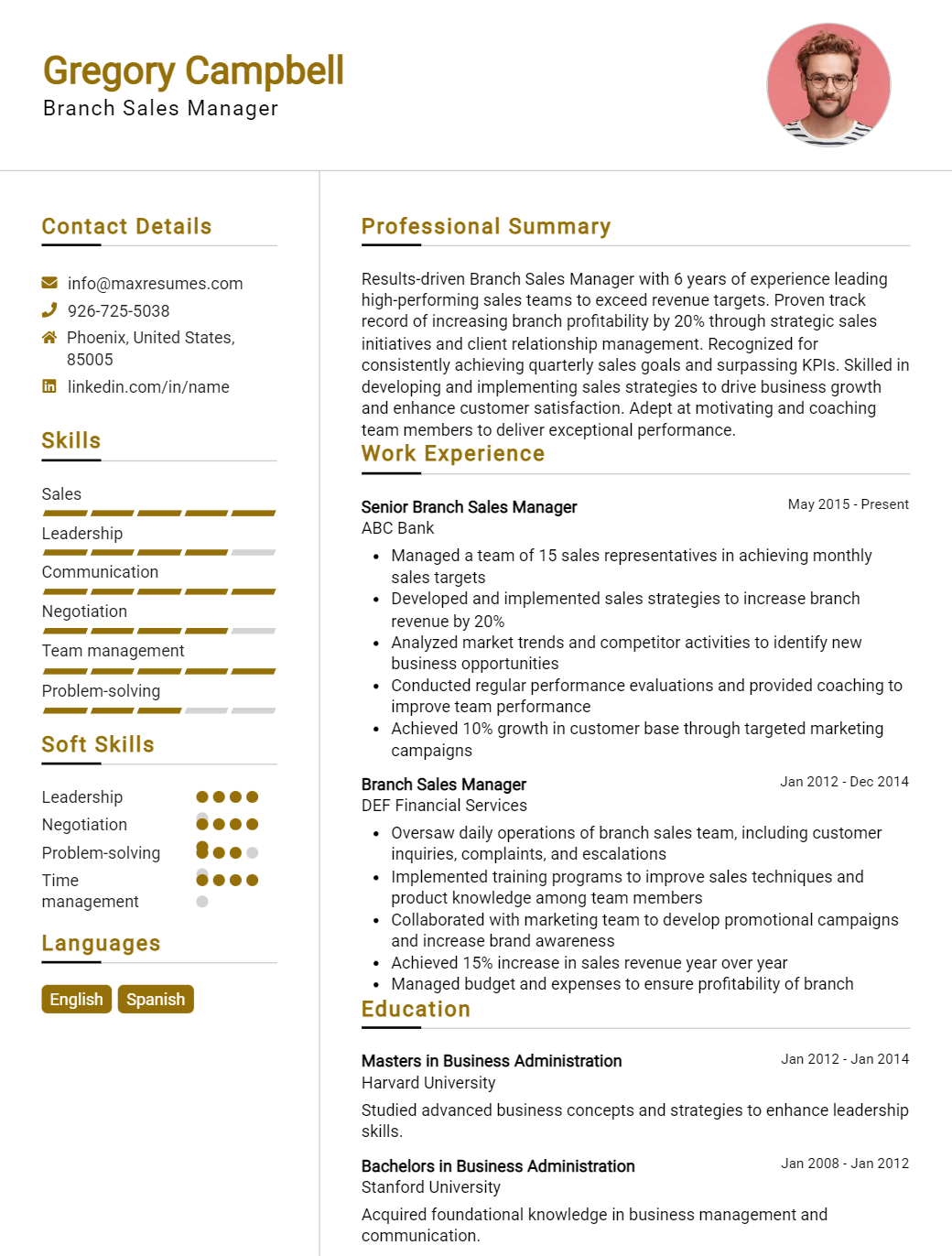 branch-sales-manager-resume-sample