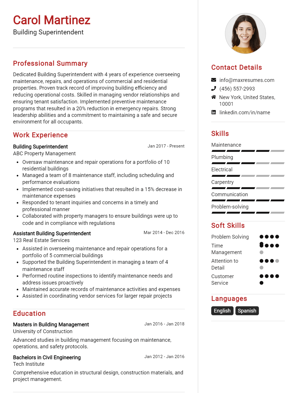 building-superintendent-resume-sample