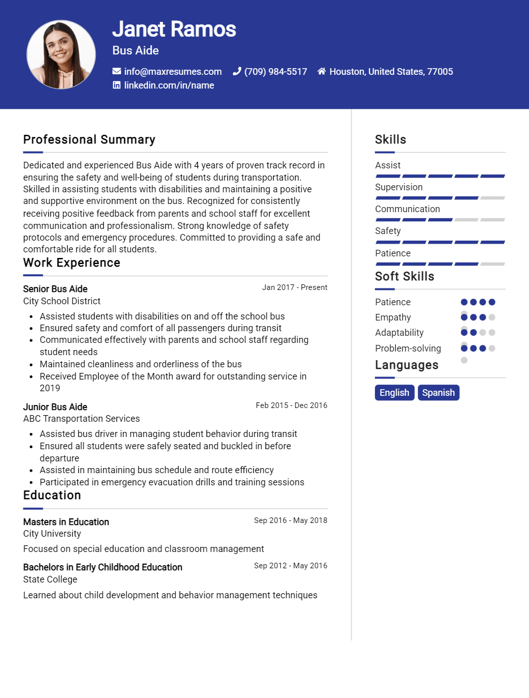 bus-aide-resume-sample