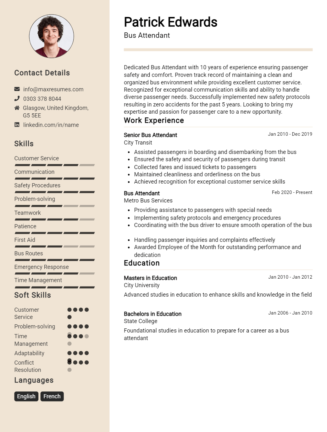 bus-attendant-resume-sample