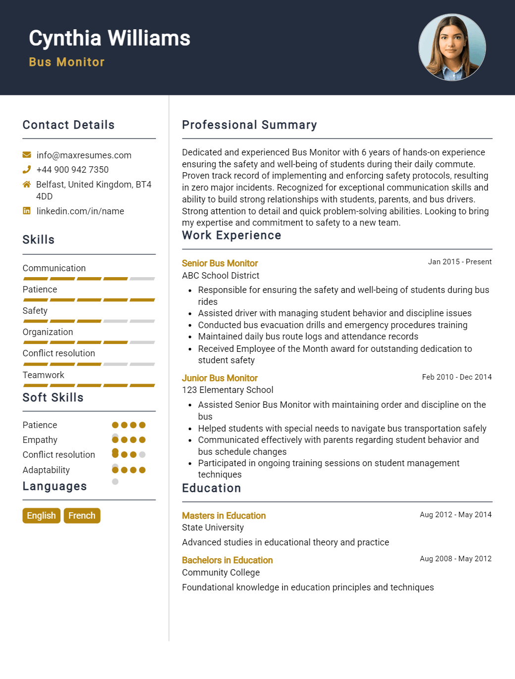 bus-monitor-resume-sample