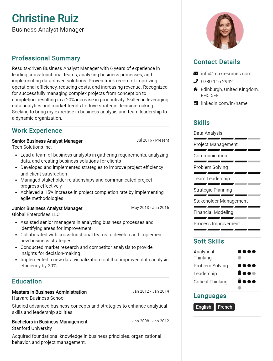 business-analyst-manager-resume-sample