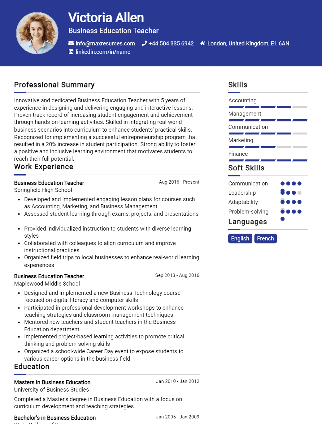 business-education-teacher-resume-sample