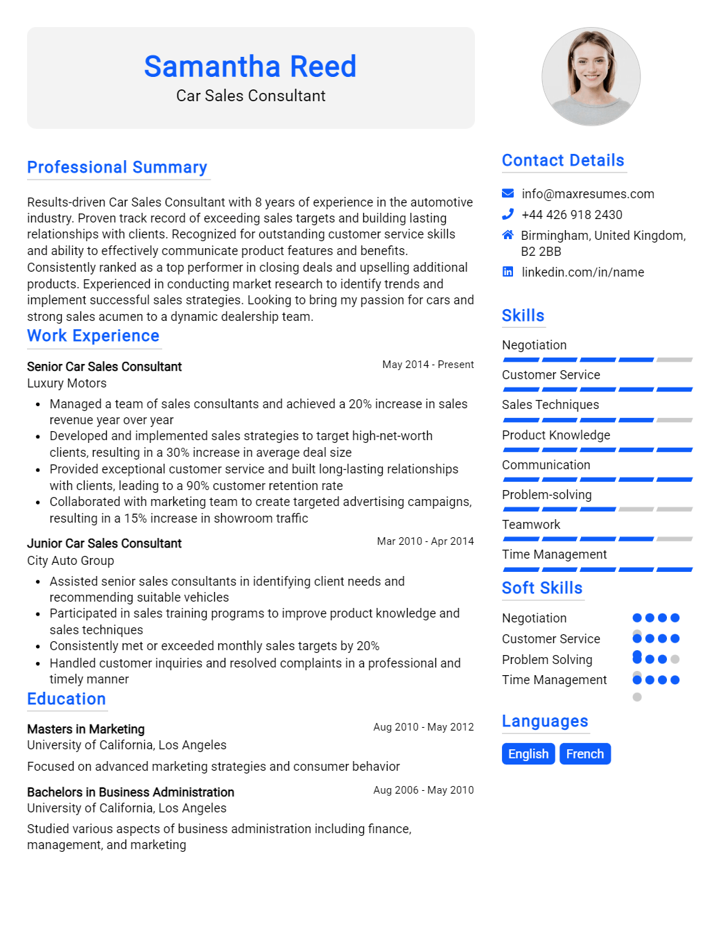 car-sales-consultant-resume-sample