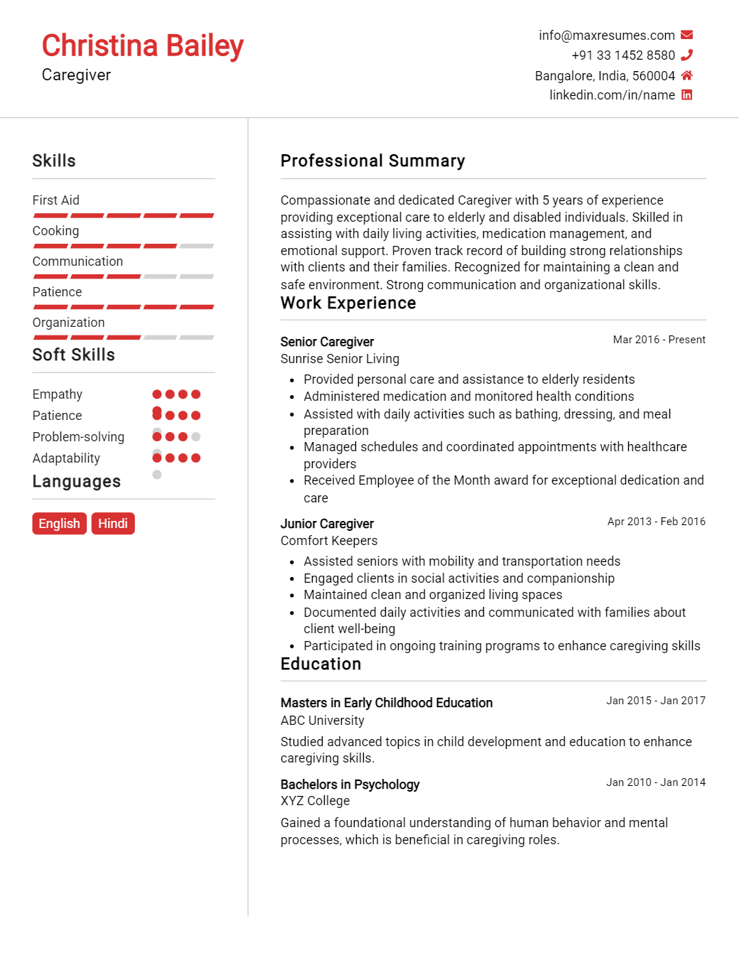 caregiver-resume-sample