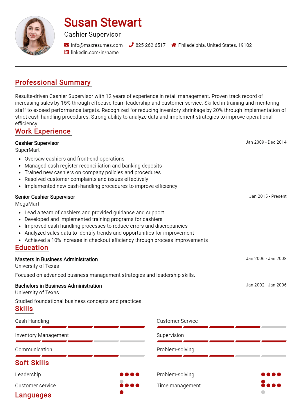 cashier-supervisor-resume-sample