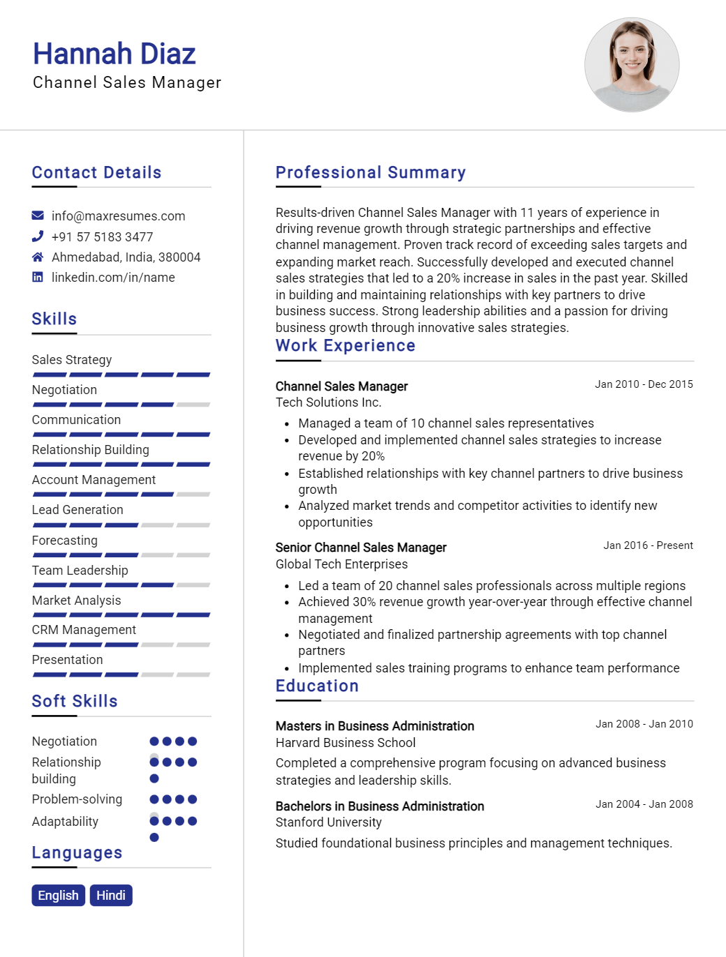 channel-sales-manager-resume-sample