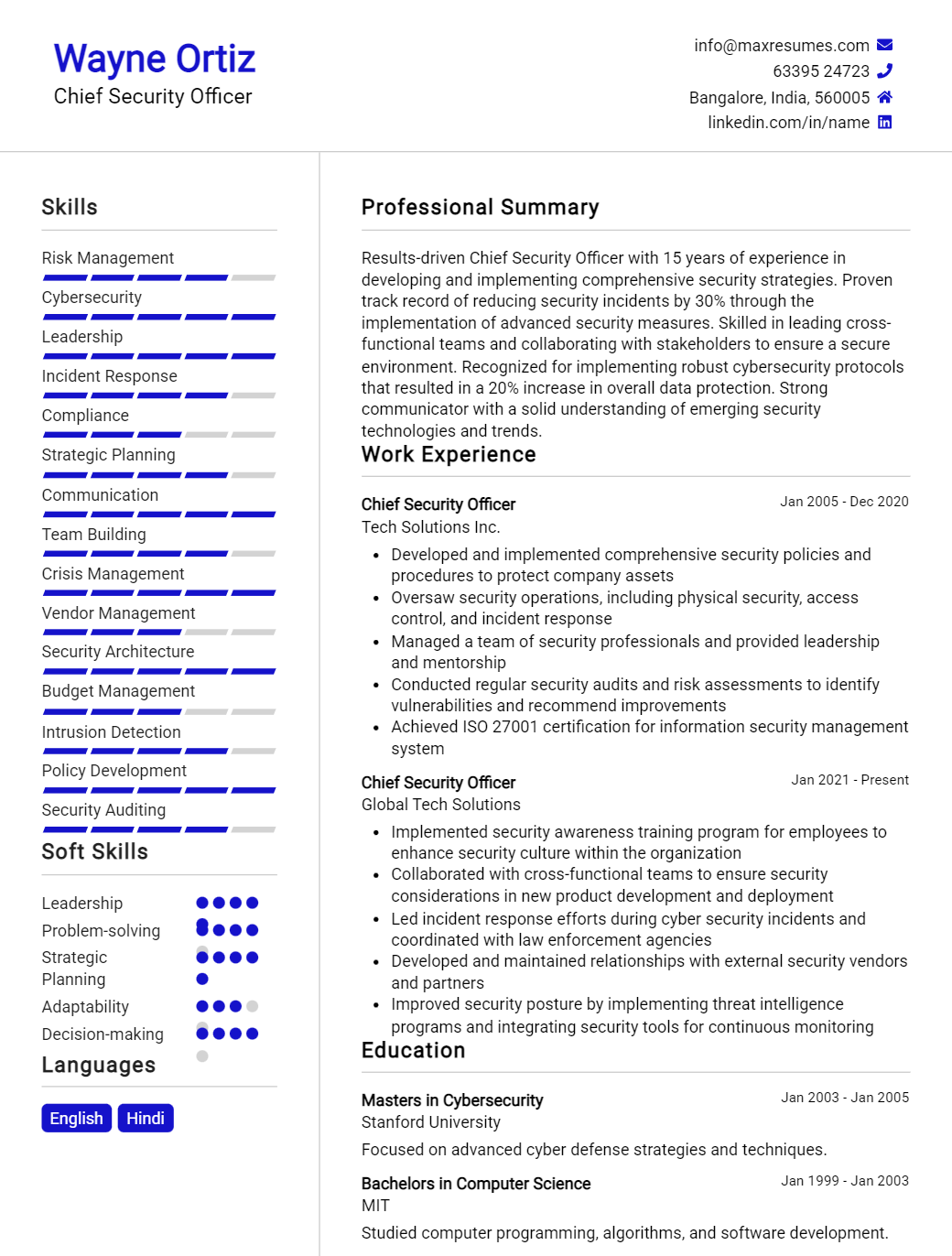 chief-security-officer-resume-sample