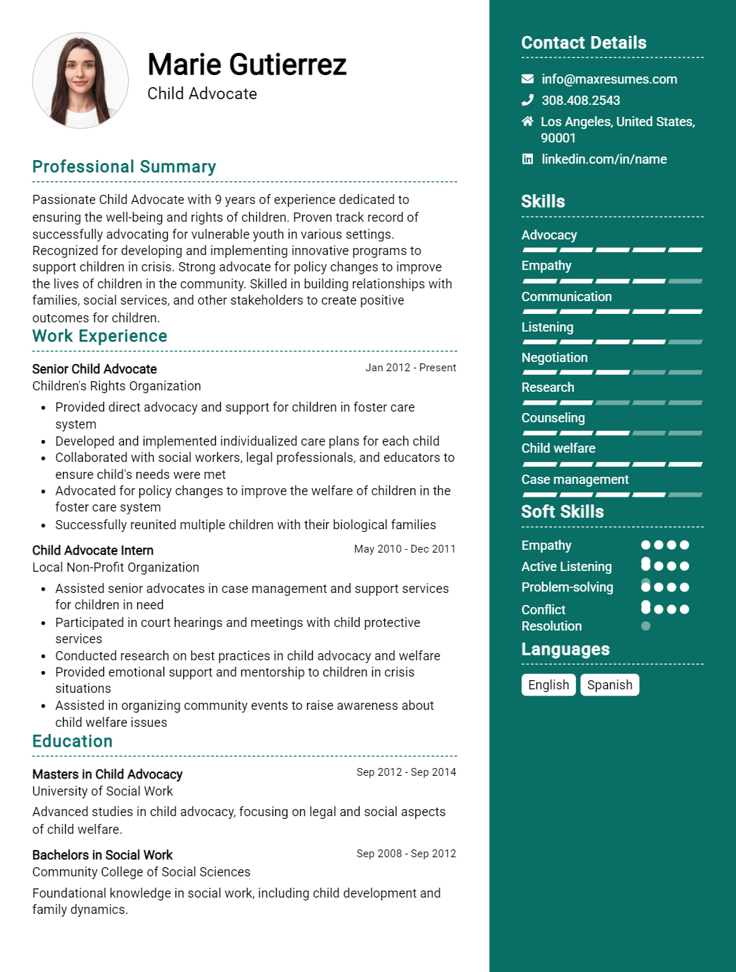 child-advocate-resume-sample
