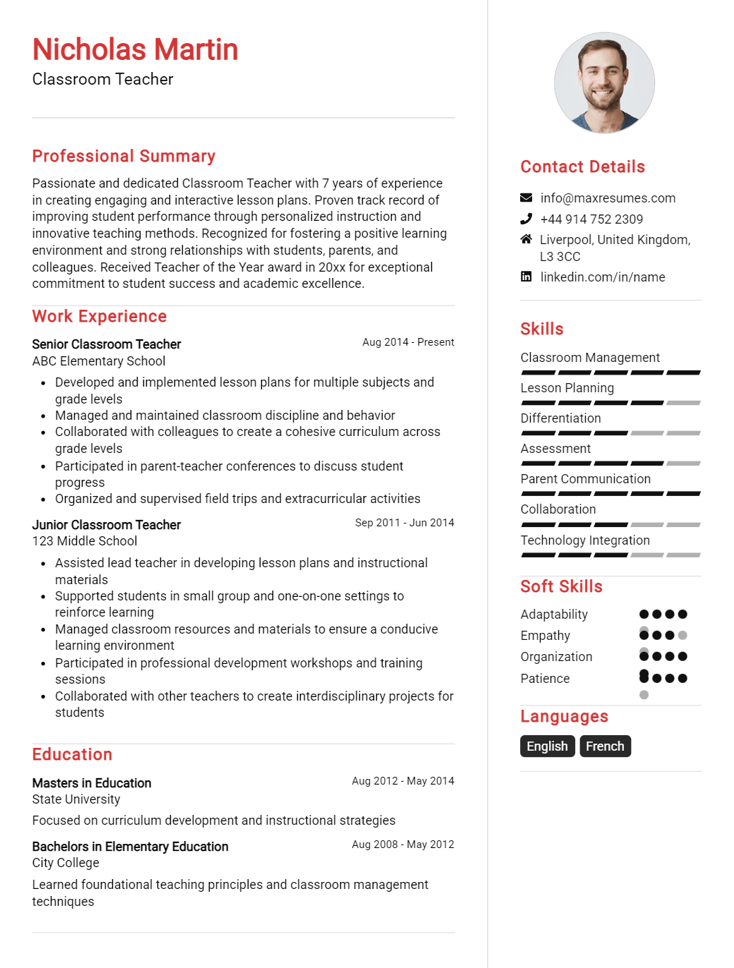 classroom-teacher-resume-sample