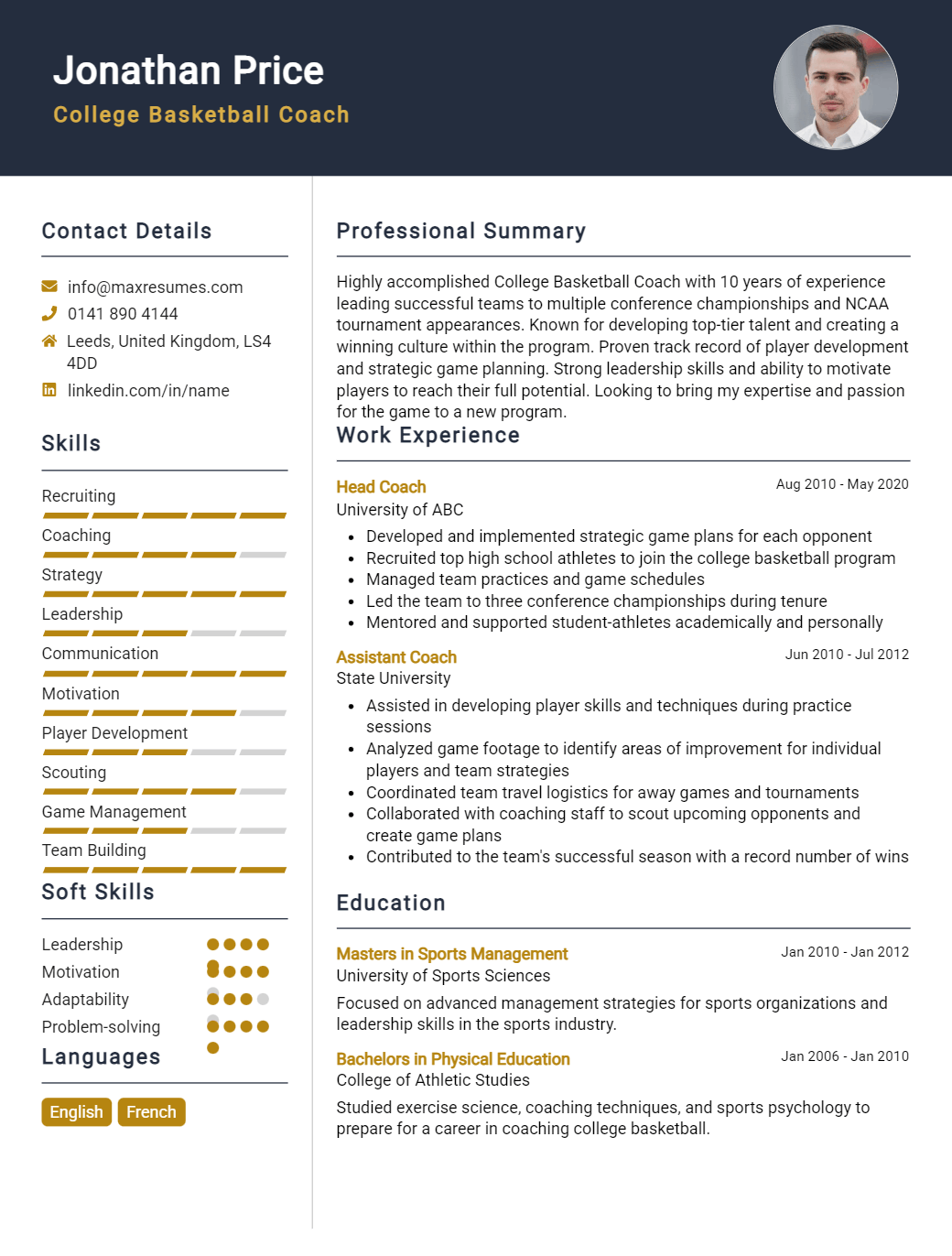 college-basketball-coach-resume-sample