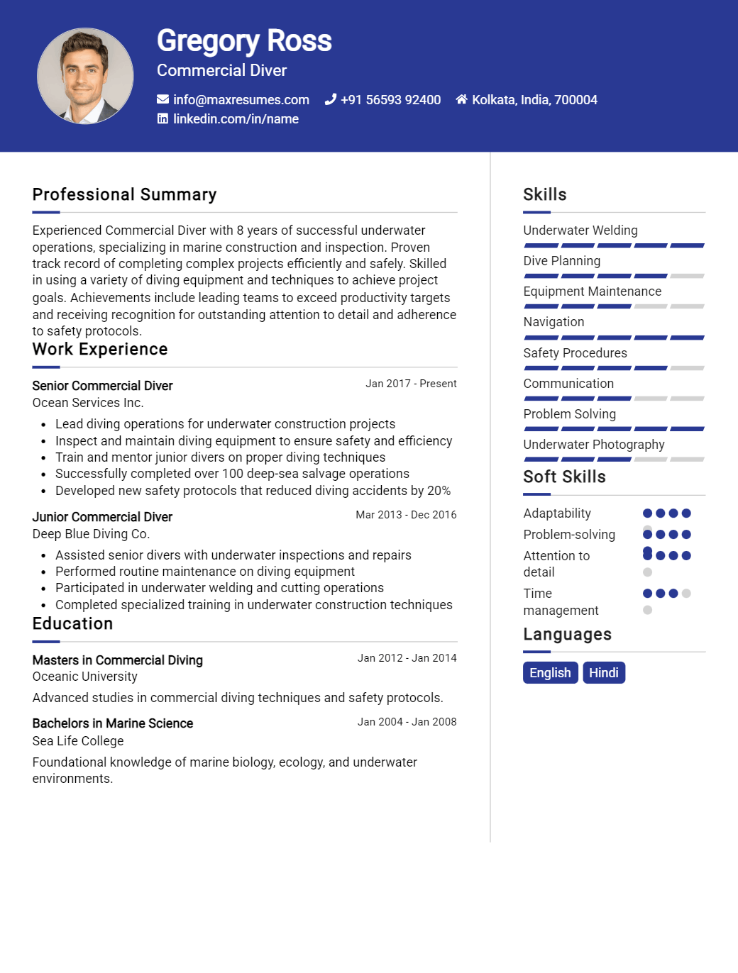 commercial-diver-resume-sample