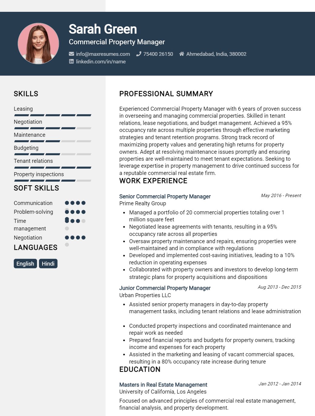 commercial-property-manager-resume-sample