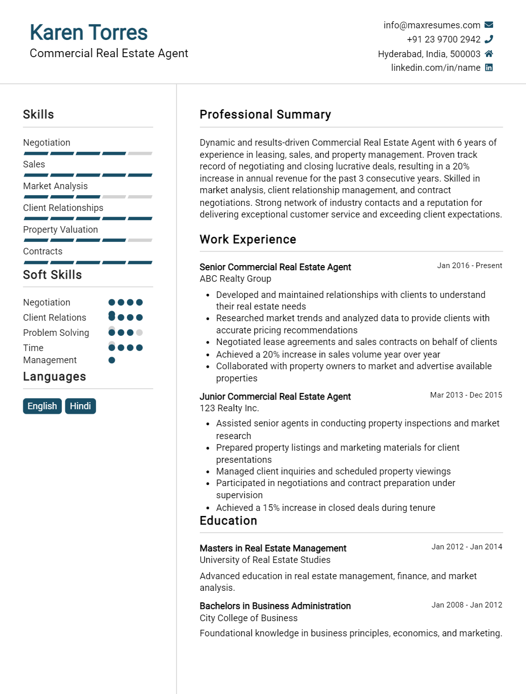 commercial-real-estate-agent-resume-sample