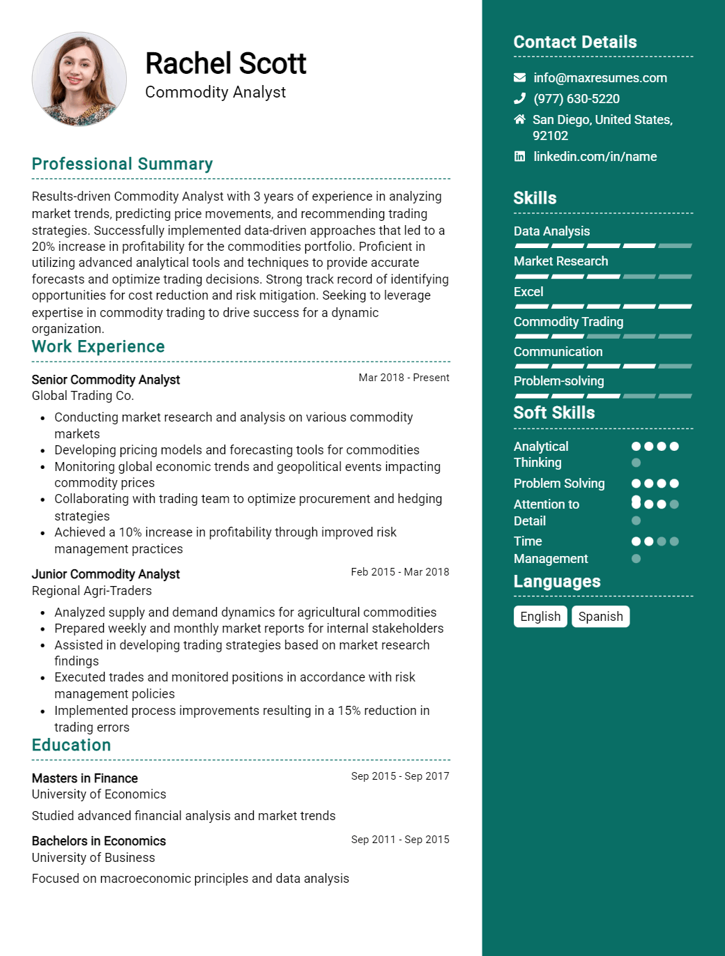 commodity-analyst-resume-sample