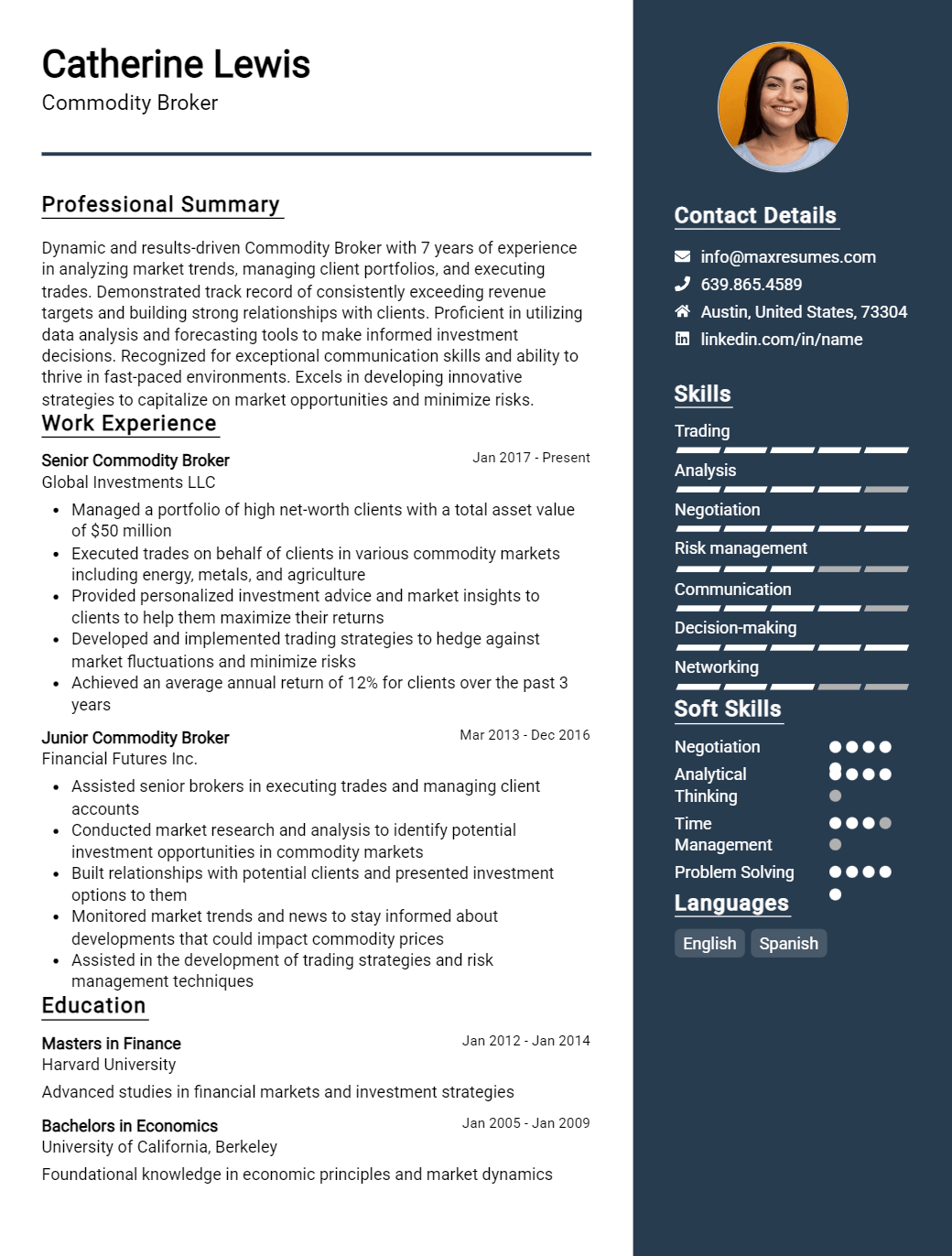 commodity-broker-resume-sample