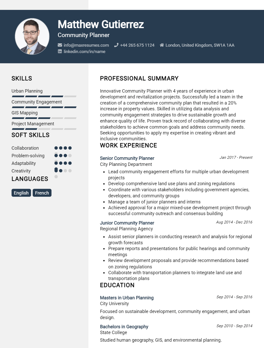community-planner-resume-sample