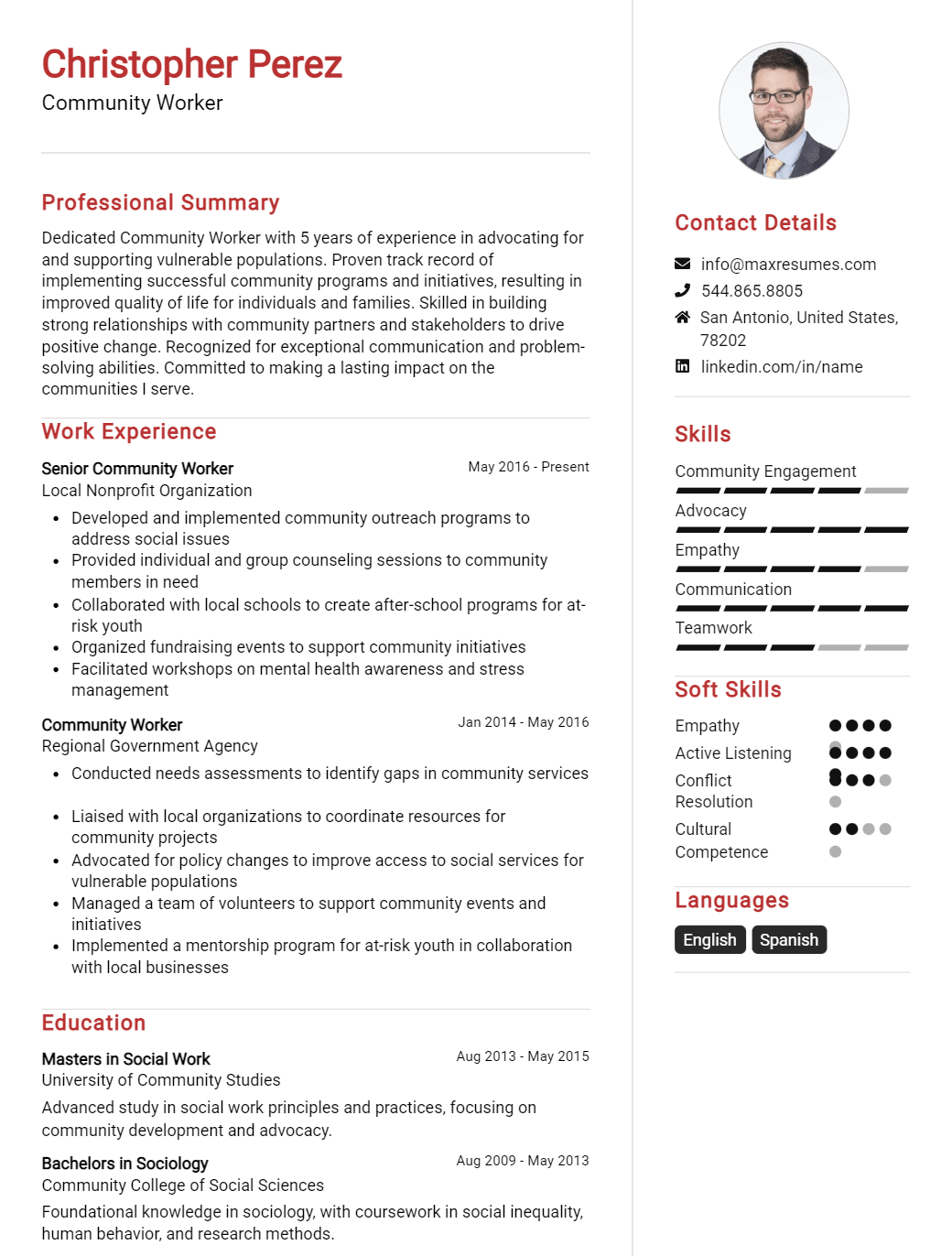 community-worker-resume-sample