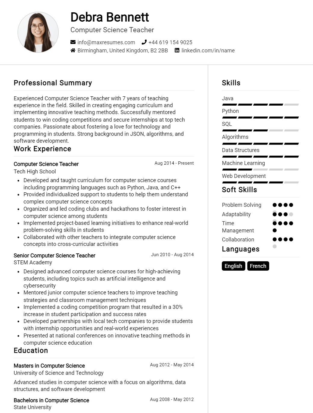 computer-science-teacher-resume-sample