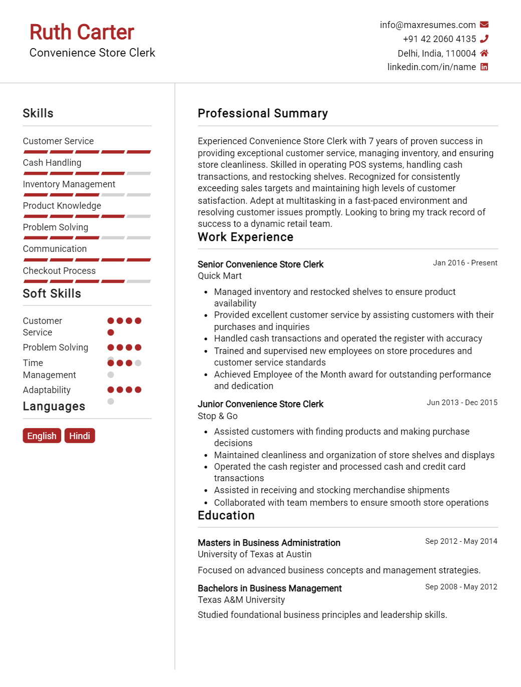 convenience-store-clerk-resume-sample