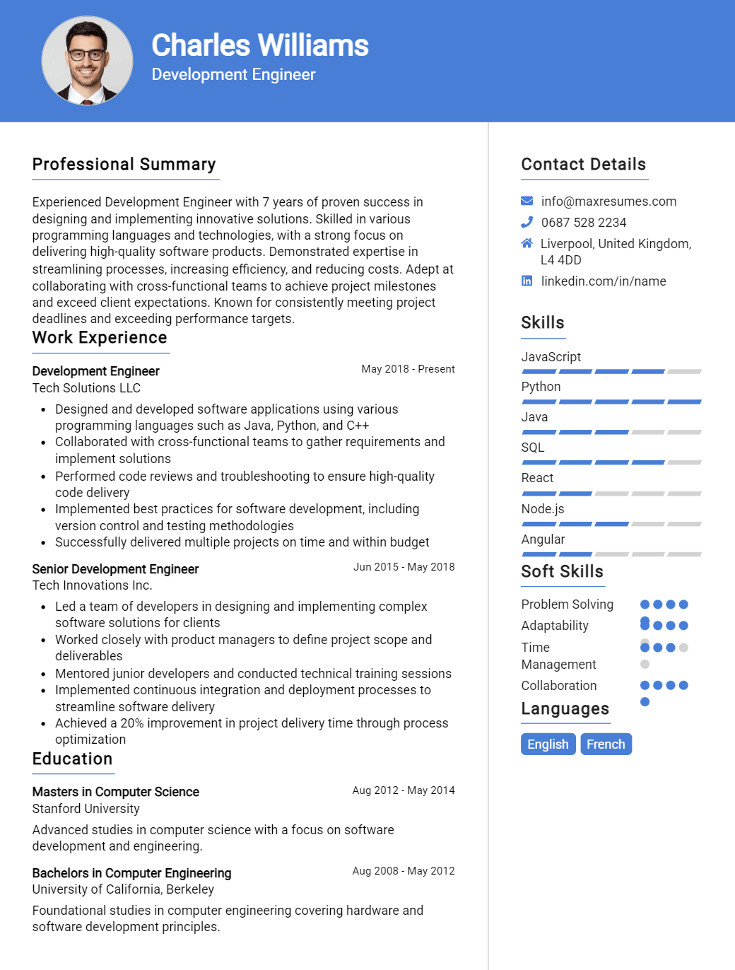 development-engineer-resume-sample